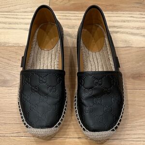 Gucci Black Embossed Espadrilles sz 37